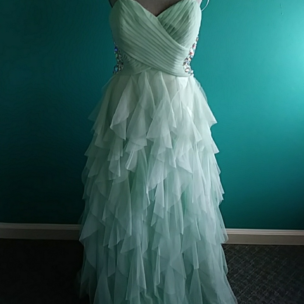Strapless light green dress